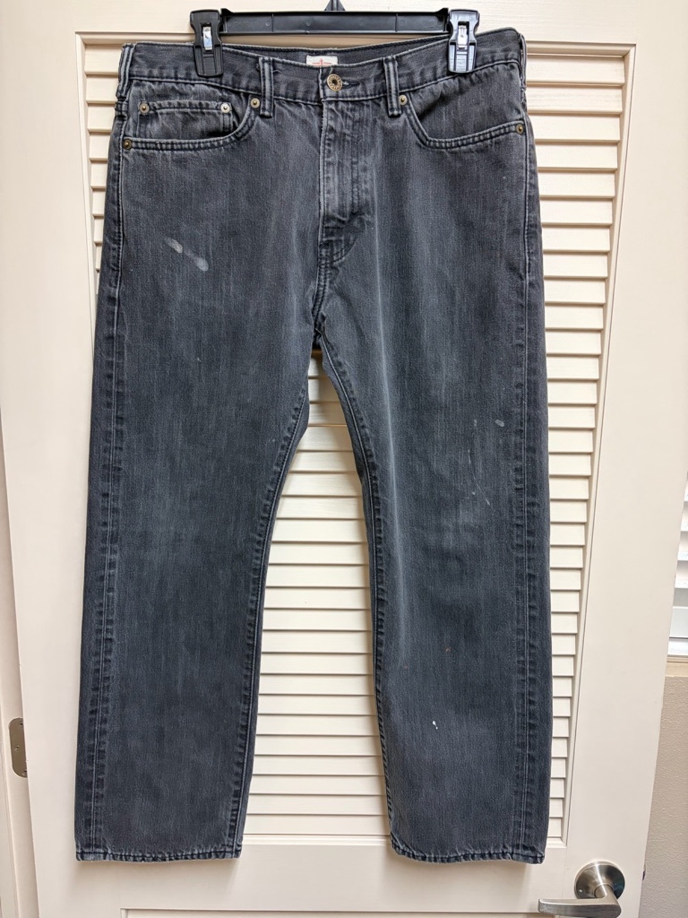 Dockers Straight Fit Jeans Mens 34x29 (32x28) Gray Denim Paint splatter Workwear